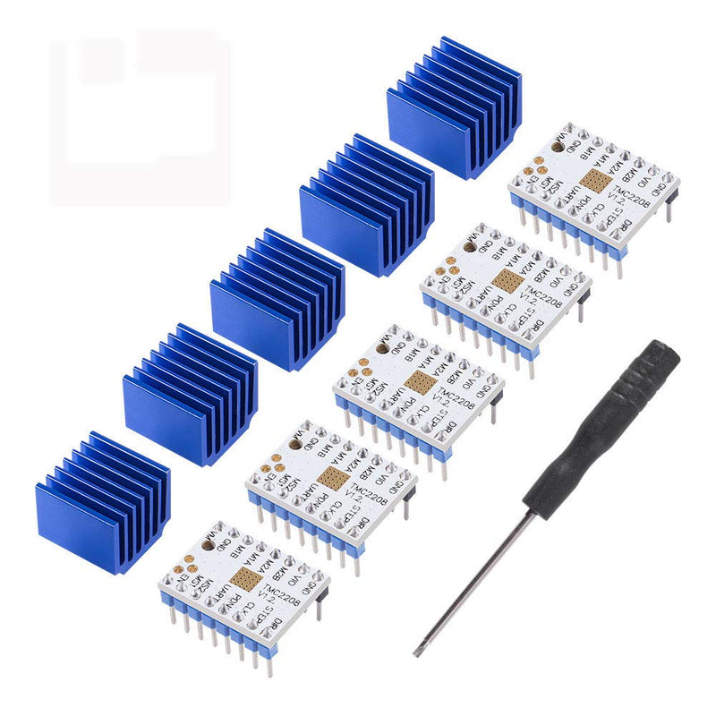 5Pcs TMC2208 3D Printer Stepper Motor Driver, DORHEA TMC2208 V1.2 Stepper Driver Module with Heat Sink Screwdriver for 3D Printer Controller Mother Boards Reprap Ramps1.4 MKS Prusa i3 Ender-3 Pro 5PCS