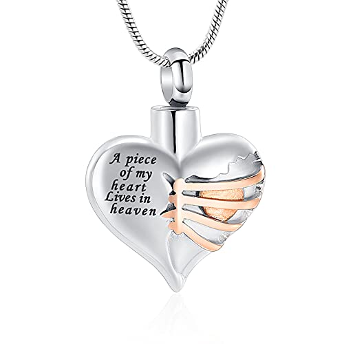 Imrsanl Heart Cremation Urn Necklace for Human Ashes Rose Gold