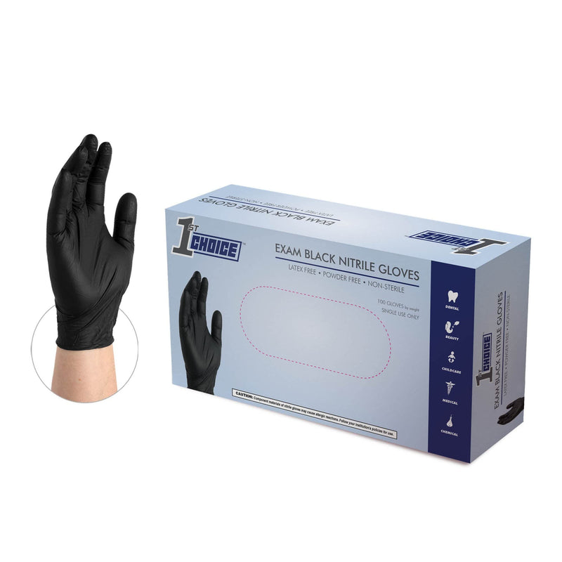 [Australia - AusPower] - 1st Choice Black Nitrile Gloves Box of 100 Large Gloves Disposable Latex Free - Exam Grade Black Gloves for Cooking - 3mil Large (Pack of 100) 