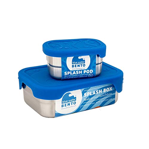Ecolunchbox Splash Box and Pod set with stainless steel bento lunch and snack containers, leak-proof and eco-friendly.