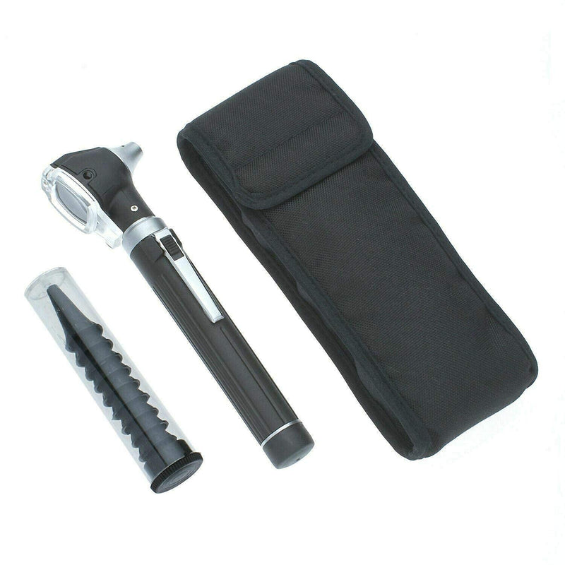 [Australia - AusPower] - SURGICAL ONLINE Fiber Optic Mini Otoscope Rainbow Many Colors - Pocket Otoscope with Case ENT Diagnostic Set w/Extra Bulb Included (Black) 