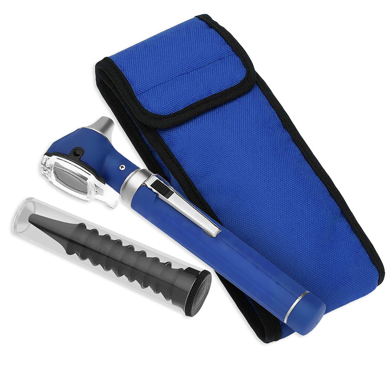 [Australia - AusPower] - SURGICAL ONLINE Fiber Optic Mini Otoscope Rainbow Many Colors - Pocket Otoscope with Case ENT Diagnostic Set w/Extra Bulb Included (Blue) 