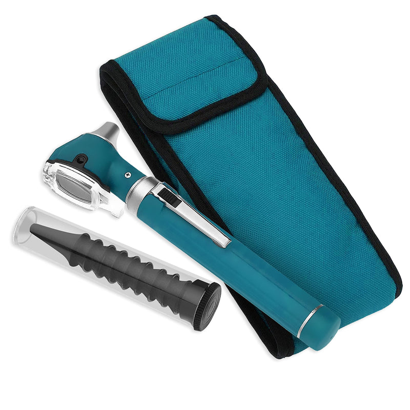 [Australia - AusPower] - SURGICAL ONLINE Fiber Optic Mini Otoscope Rainbow Many Colors - Pocket Otoscope with Case ENT Diagnostic Set w/Extra Bulb Included (Teal) 