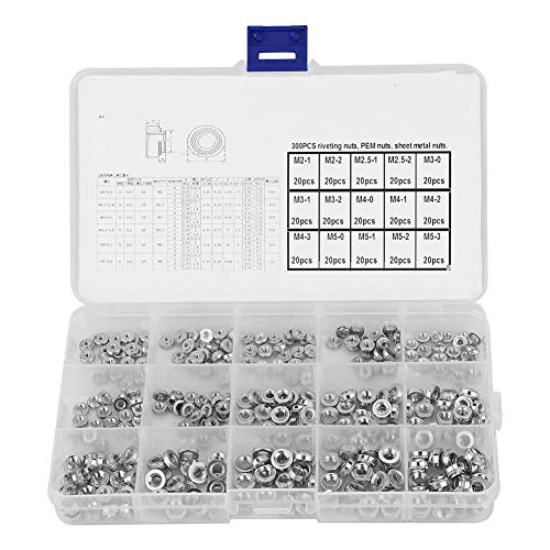 Thincol 300-piece metric self-clinching rivet nut set, M2–M5 pressure riveting nuts for thin metal plates