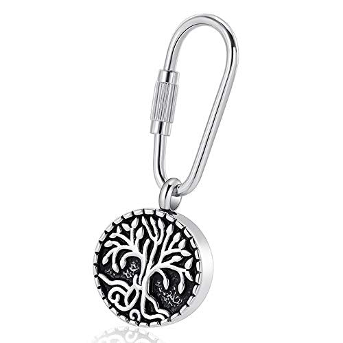 Imrsanl Cremation Jewelry Keychain for Ashes Stainless Steel Keepsake Urns Key Ring for Ashes Memorial Ash Jewelry Pendant Tree of Life