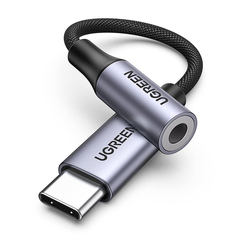 [Australia - AusPower] - UGREEN USB C to 3.5mm Audio Adapter Type C to Headphone Aux Jack Dongle 24bit/96kHz HiFi DAC Cable Cord Compatible with iPhone 15 Pro Max/15 Pro/15 Plus, iPad, Galaxy S24 S23 Ultra, Pixel 8, Grey 