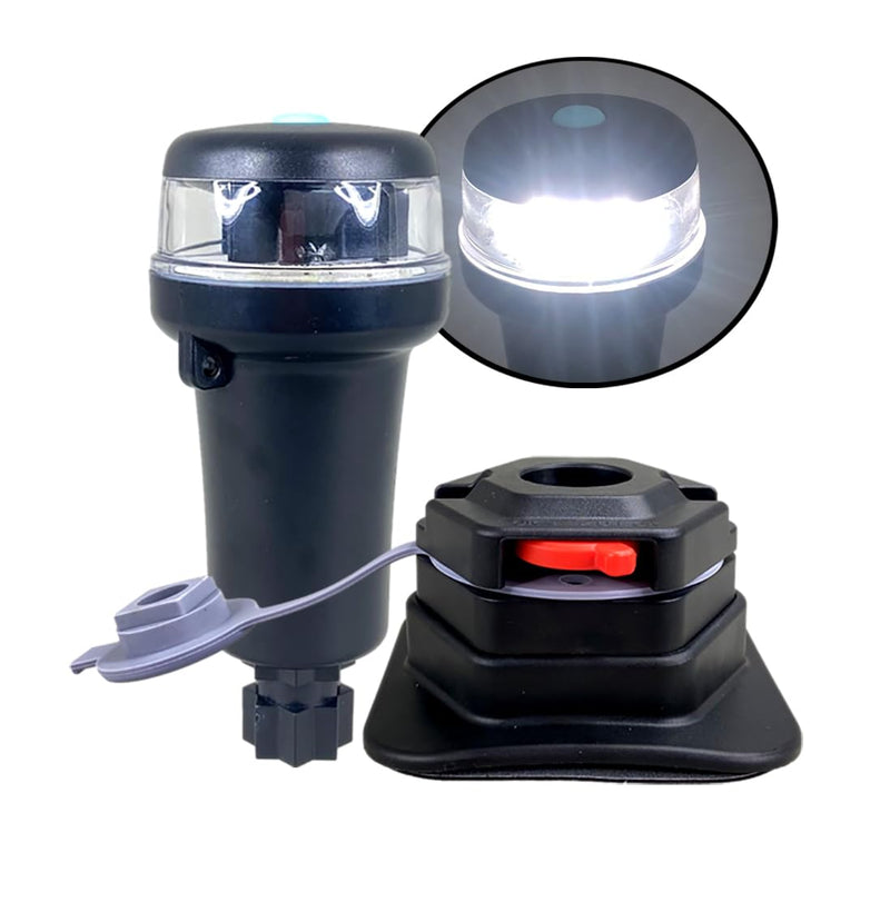 Pactrade Marine Navigation Lights for Boats LED - White Battery Powered Nav Lights for Boats - Surface Mounts (Curved), Fixed Base, 2-Mode Operation - 1NM Waterproof