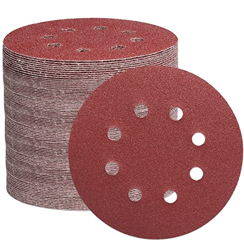 Stebruam Pack of 105 Sandpaper 125 mm Velcro for Random Orbital Sanders | Professional 125 sanding discs for 8 hole round random orbital sanders sanding (with grit 40/60/100/150/240/320/600) Pack of 105 - Grit 40,60,100,150,240,320,600