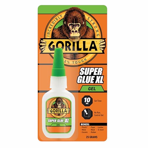 GORILLA Super Glue Gel XL clear 25g bottle, fast-setting no-drip cyanoacrylate adhesive