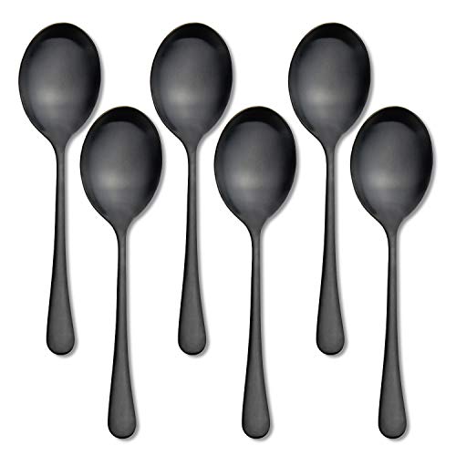 AOOSY 6 Pcs Matte Black X-Large Servin Spoons, 9.8 In Serving Tablespoons 6Pcs-Black