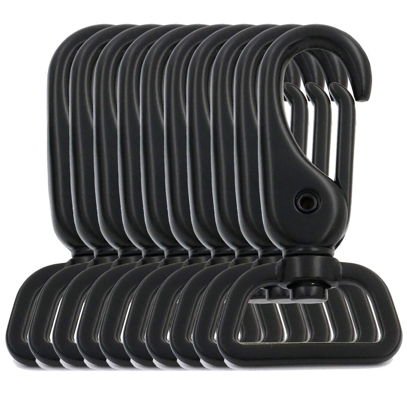 [Australia - AusPower] - BIKICOCO 1'' Swivel Trigger Lever Snap Hook Lobster Claw Clasp Spring Loaded Clip, Flat-D-Ring Ended, Black - Pack of 10 1'' Eyelet Black x 10 Pcs 