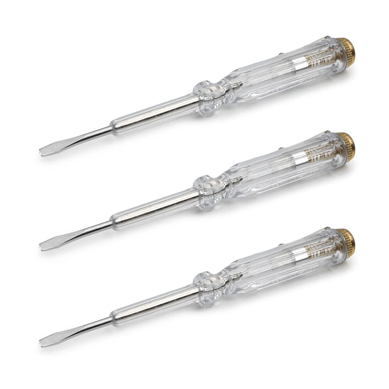 [Australia - AusPower] - Fielect 3Pcs Tester Screwdriver, Voltage Detector Pen Light Circuit Tester Electric Test Pen Screwdriver AC/DC 100-500V Yellow transparent silver 