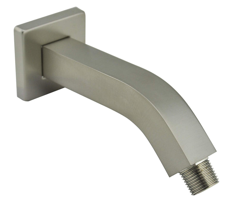 Square Shower Arm and Anti-Scratch O-Ring Flange, 6 inch, Solid Brass, Both Soldered 1/2 NPT Tapered Threads, Shower Head Arm, Wall Mount Shower Extension Arm (PVD Brushed Nickel) Brushed Nickel PVD