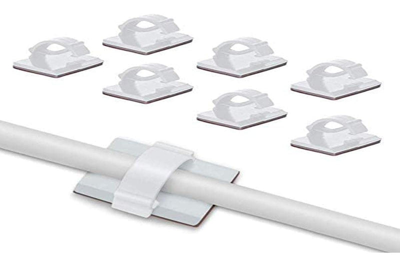 [Australia - AusPower] - 30PCS Adjustable Cable Clips, Adhesive Cable Organizer Cord Holder for Fiber Optic Cables, Wire Cables and Slim Ethernet Cables Cat 6, Pack of 30, White 6mm-30PCS One size 
