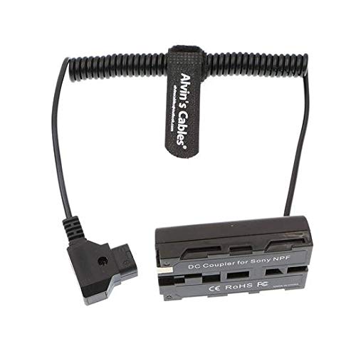 Alvin's Cables D-Tap to NP-F Dummy Battery Coiled Power Cable for Atomos Ninja V | Shinobi, SmallHD, Feelworld Monitor, Replacement for Sony NP-F550 F570 F770 F970 Battery Coiled Cable