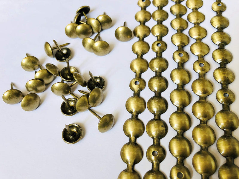decotacks® Upholstery Nails/Tacks Trim 10 Pcs of 1.1 Yards Long Strips,can Cover 11 Yards (Antique Brass (French Natural), 7/16in (11MM)) DX0511AB-S1M Antique Brass (French Natural) 7/16in (11MM)
