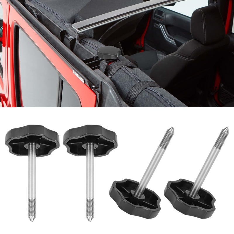 MFC 4 PCS Soft Top Door Surround Knobs Kits Window Frame Knobs Screws with Pin Compatible with for 1997-2018 Jeep Wrangler TJ/JK 4 Long