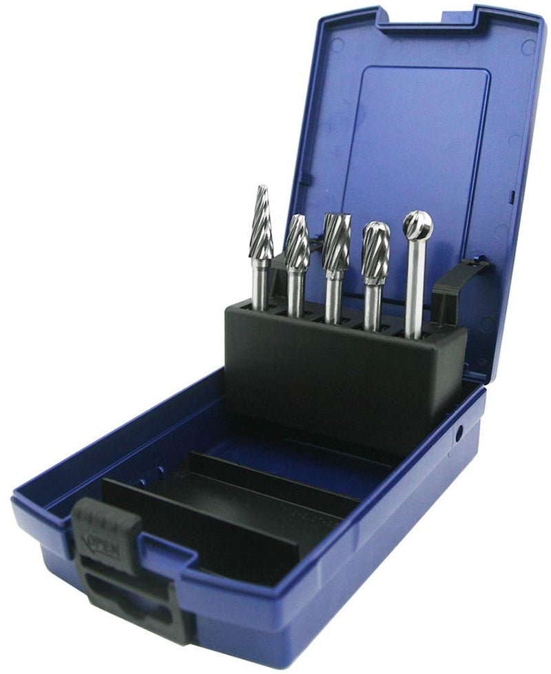 5 PCS Glaziers' diamonds 1/4" Shank Carbide Burrs Hand Tools for Aluminum Metal Carving Polishing Engraving Drilling in Plastic Box onesize Carbide Burrs for Aluminum
