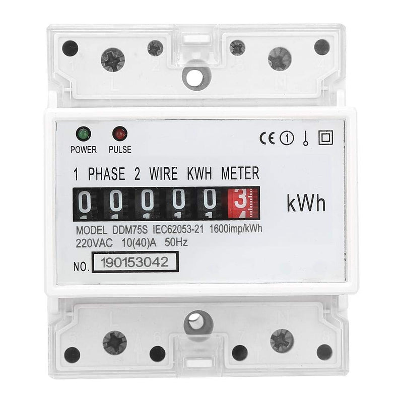 [Australia - AusPower] - Electric Meter, Mini Lightweight Single Phase 4P LED Din Rail Electricity Power Consumption Wattmeter Energy Mete DDM75S 10-40A 