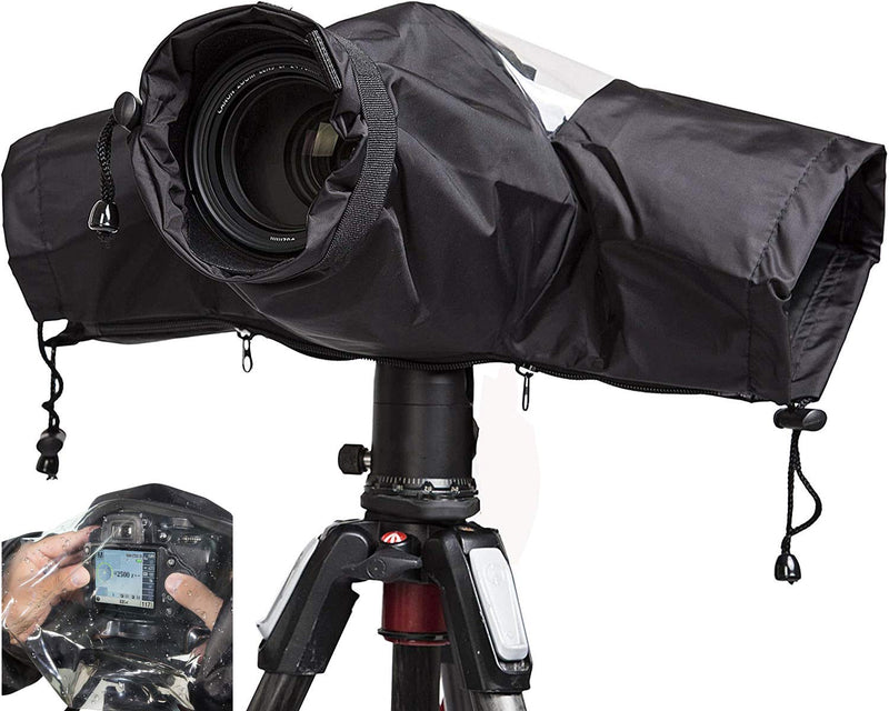 [Australia - AusPower] - WANBY Waterproof Camera Rain Cover Professional Soft Black Camera Rain Covers for All DSLR SLR Cameras 