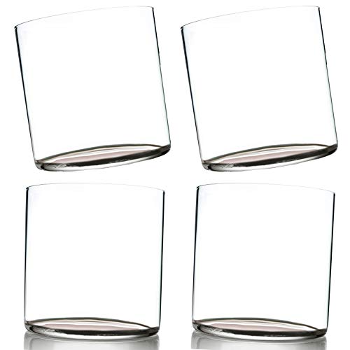 Amehla Ultra Thin Cocktail Glasses 12-ounce Double Old Fashioned Whiskey Glasses - Minimalist H20 Water Drinking Glass - (4) 4