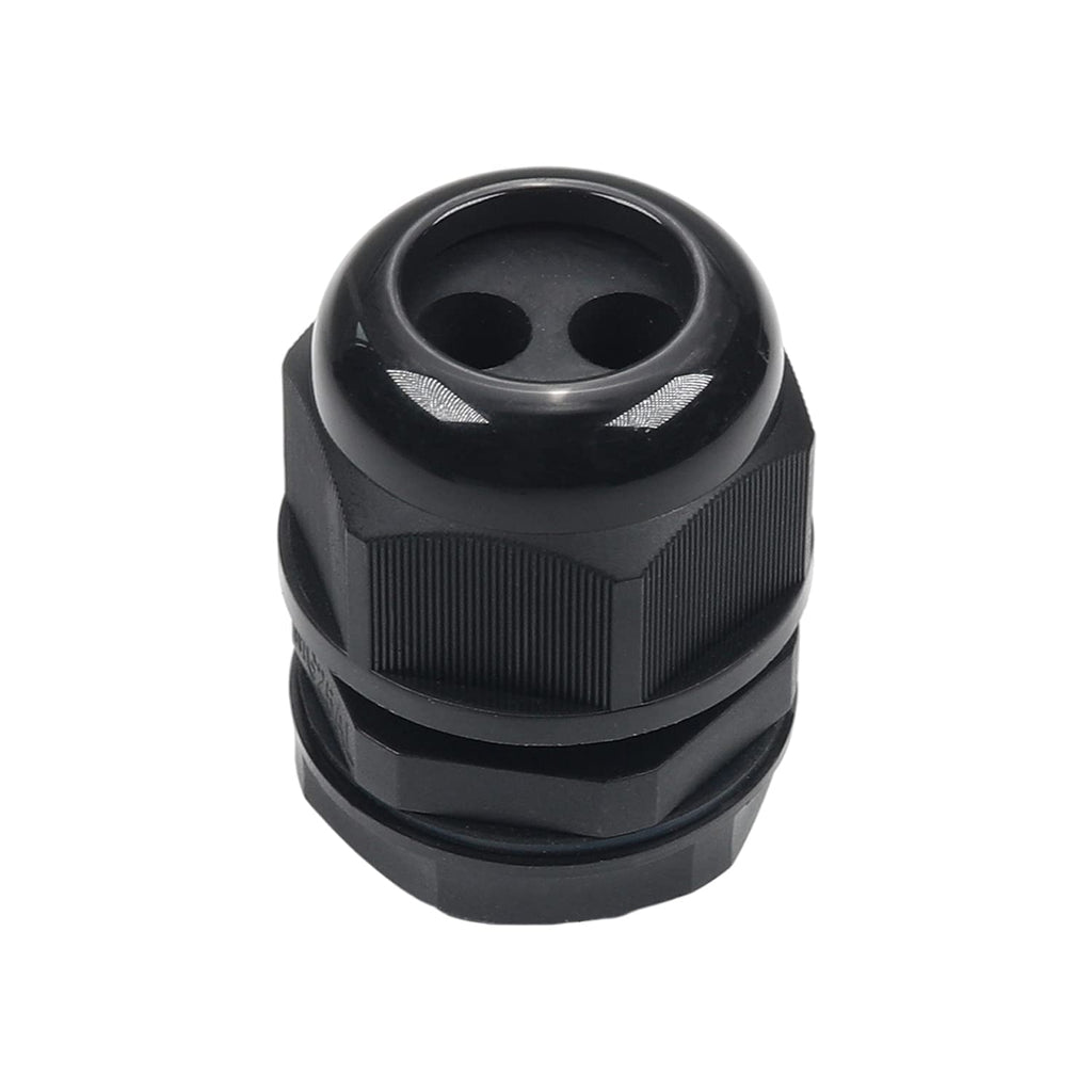 Fielect M25x1.5 Cable Gland 2 Holes Waterproof IP68 Nylon Joint Adjustable Locknut for 4-8mm Dia Wire 1Pcs 2 15mm 25mm 4-8