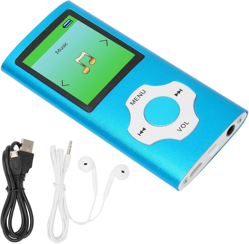 [Australia - AusPower] - MP3 Player / MP4 Player, Hotechs MP3 Music Player with 32GB Memory SD Card Slim Classic Digital LCD 1.82'' Screen Mini USB Port with FM Radio, Voice Record Blue 