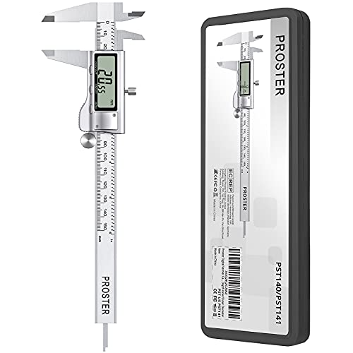 Proster Digital Vernier Caliper 150 mm / 6 Inch Stainless Steel Electronic Caliper Fraction/Inch/Metric Conversion Measuring Tool for Length Width Depth Inner Diameter Outer Diameter 6 inches