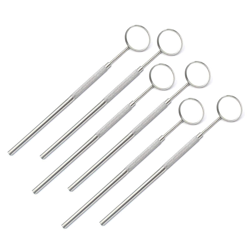 [Australia - AusPower] - Pack of 6 pcs Stainless Steel Dental Teeth Inspection Mirror #5 with Handle 