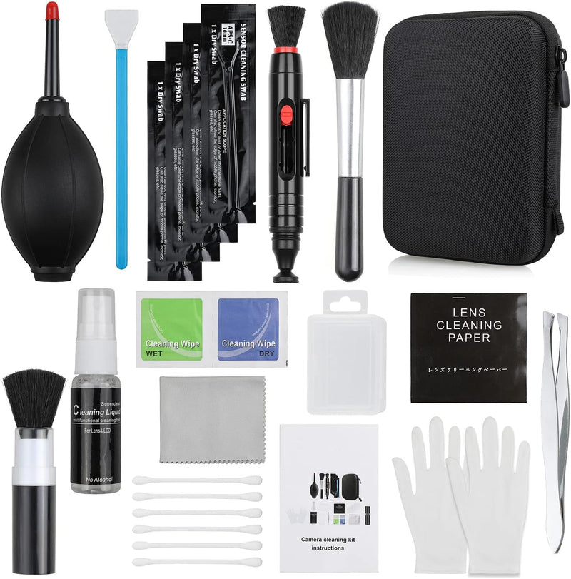 14-in-1 Camera Lens Cleaning Kit - Mirrorless Camera Sensor Cleaning Kit for DSLR Camera Canon Sony Nikon Including Lens Blower/Detergent/Swabs/Cleaning Cloth/Cleaning Pen/Cleaning Brush 14 IN 1