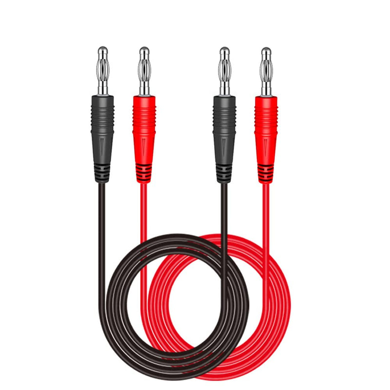DollaTek P1041 4 mm Banana Plug to Banana Plug Multimeter Test Cable Electronic Test Leads Extension - Red + Black Pack of 2