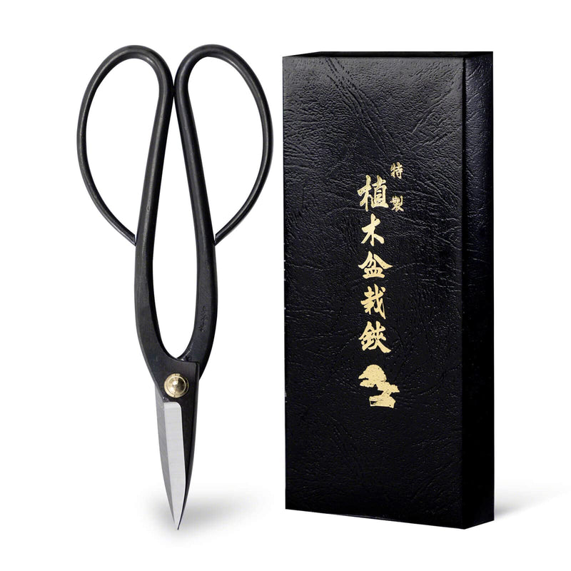 Wazakura Ashinaga Bonsai Pruning Scissors 8inch (200mm) MADE IN JAPAN, Long Handle Bonsai Cutter in Carbon Steel, Rose Pruning Shears, Flower Scissors, Japanese Gardening Tools Ashinaga Long Handle Black