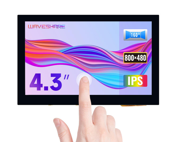 waveshare 4.3inch Capacitive Touch Display Compatible with Raspberry Pi 5/4B/3B+/3A+/3B/2B/B+/A+/CM3/3+/4 800×480 Resolution IPS Wide Angle MIPI DSI Interface 4.3inch DSI LCD