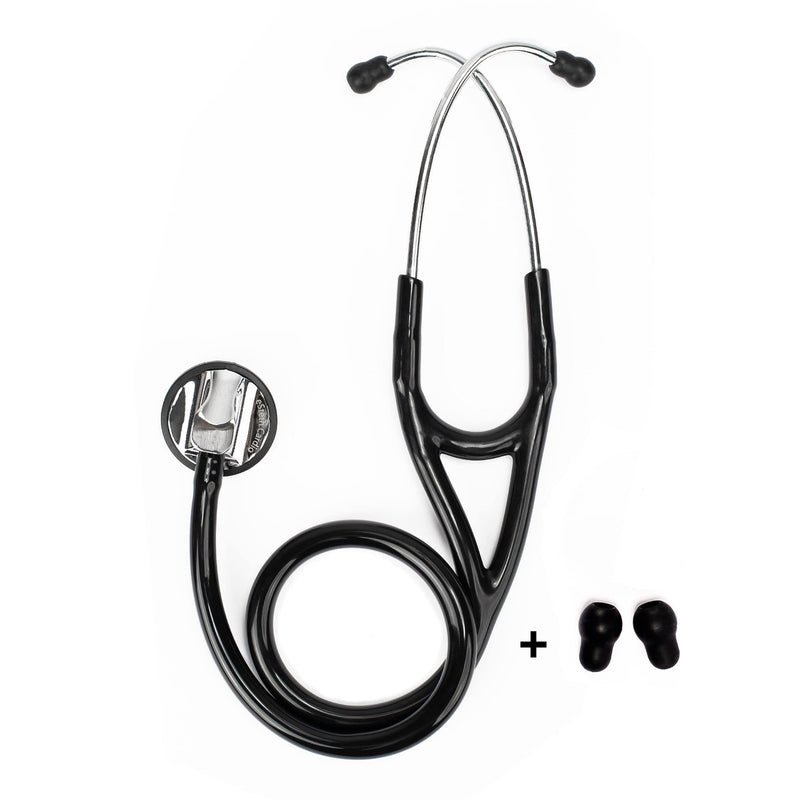 [Australia - AusPower] - eSteth eSteth Cardiology Stethoscope - Ultra Sensitive Professional and Broad Single Head Diaphragn - Extra Ear Tips - 30" Flexible Tubing, Black Stethoscope 