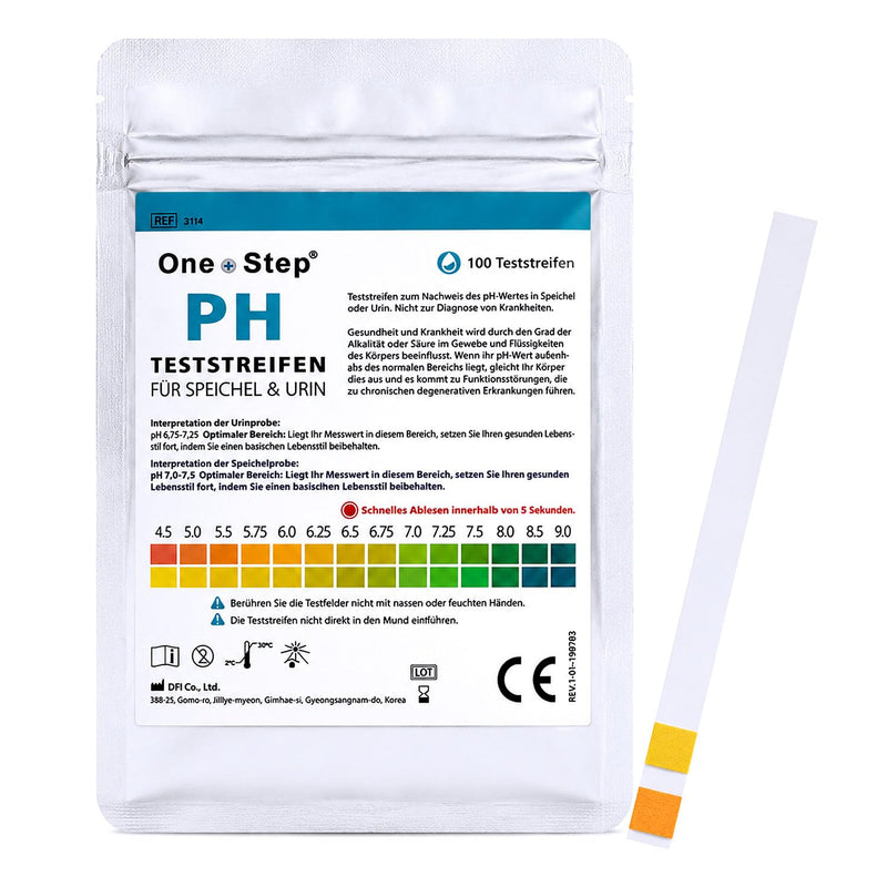 100 One+Step pH Test Strips for Urine and Saliva, pH Test for Determining pH Value 1 pc. (pack of 100)