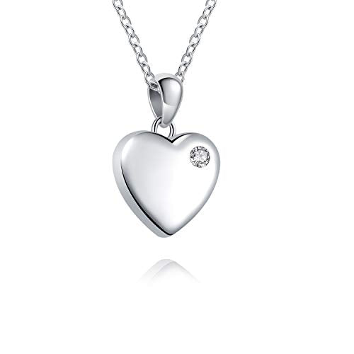 925 Sterling Silver Heart Urn Necklace for Ashes Memorial Keepsake Pendant