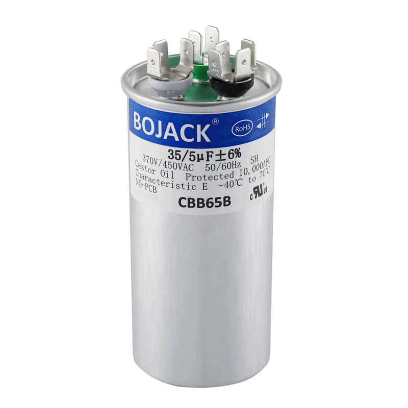 [Australia - AusPower] - BOJACK 35+5uF 35 5 MFD ±6% 370V/440V CBB65 Dual Run Circular Start Capacitor for AC Motor Run or Fan Start or Condenser Straight 