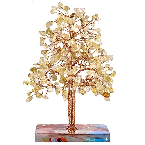 Rockcloud Citrine Money Tree Natural Healing Crystal Decoarations 4.7-6" Yellow Citrine Crystal Stone