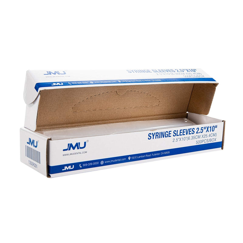 [Australia - AusPower] - JMU Dental Air Water Syringe Sleeves with Precut Opening, Disposable Clear Plastic Protective Barrier, 2.5" x 10", Box of 500 Pieces 