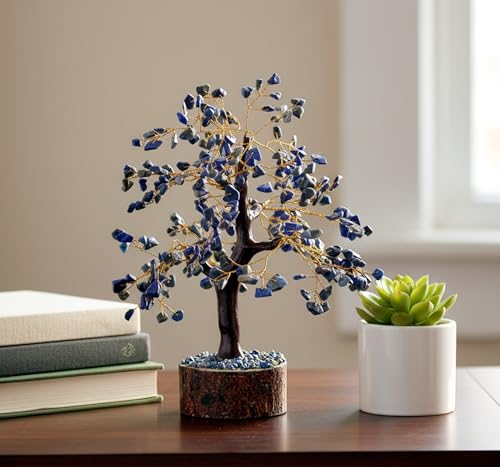 eSplanade Crystals Tree Healing Stones Seven Chakra Natural Healing Gemstone Bonsai Fortune Money Tree, Home Office Decor Spiritual Gift | Size 8-10 Inches