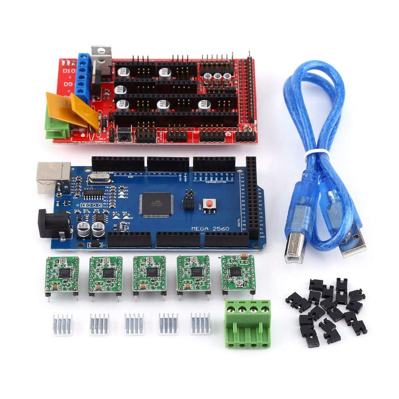 3D Printer Kit, 3D Printer RAMPS 1.4 Controller + MEGA 2560 R3 + A4988 with Heatsink USB Cable Jumper Kit,Small Package,Low Cost