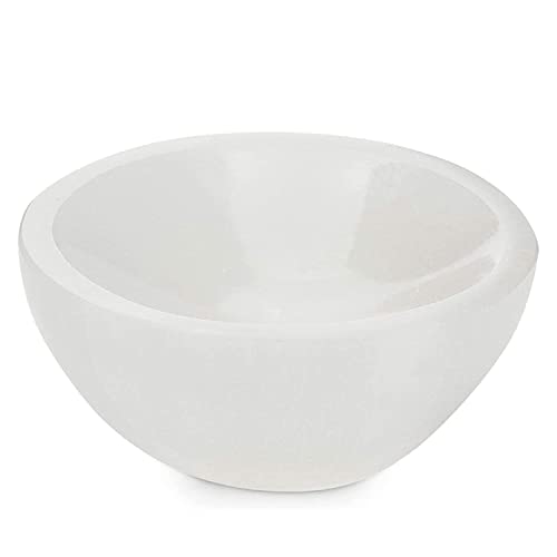 WBM Selenite Crystal Bowl - 4 Inch for Smudging, Healing and Recharging Crystals, Charging Station for Crystals and Healing Stones |Witchcraft Supplies - White Selenite Bowl - 4Inch
