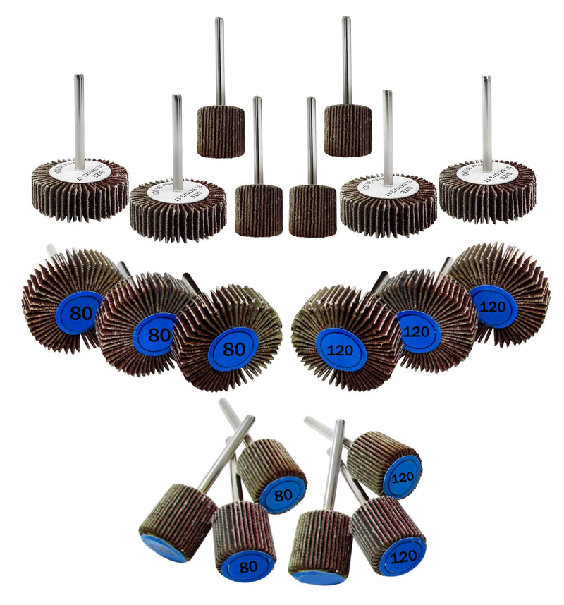 [Australia - AusPower] - LINE10 Tools Mini Flap Sanding Wheel Rotary Tool Accessories Kit, 1/8-inch Shank, Pack of 20 