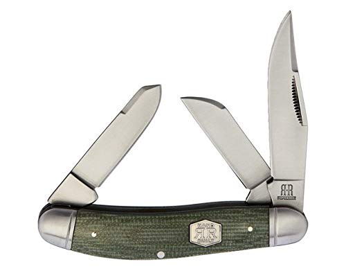 Rough Rider Sowbelly Green Micarta Brushed Dessert Forks set with textured green handles and brushed metal finish.