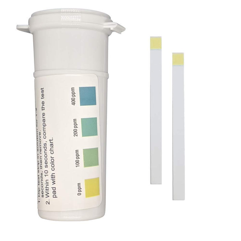 [Australia - AusPower] - Restaurant Quaternary Ammonium (QAC, Multi Quat) Sanitizer Plastic Test Strips, 0-400 ppm [Vial of 100 Strips] 