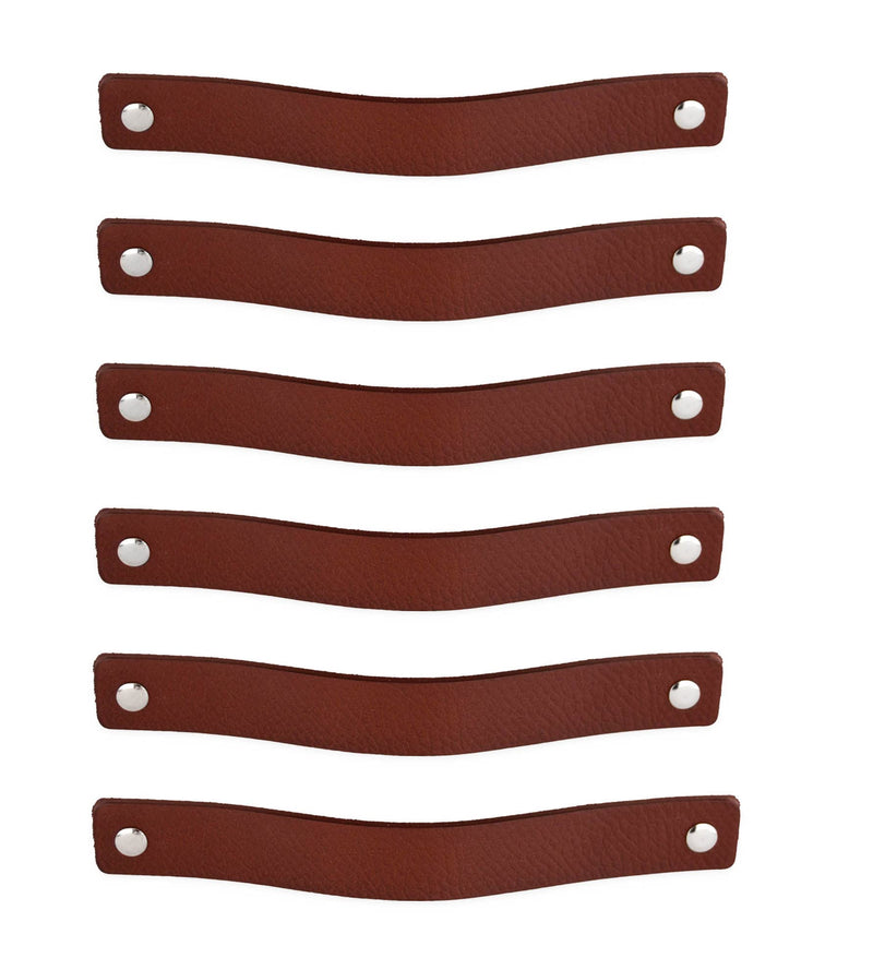 Brute Strength - Leather Drawer Pulls - Cognac - 6 pcs - 7-7/8 x 1 ’’ - Leather Handle - Leather Dresser Pulls - Cabinet knobs Dresser knobs - Dresser Handles 6 pièces