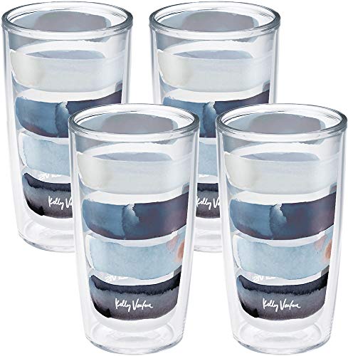 Tervis Made in USA Double Walled Kelly Ventura Insulated Plastic Tumbler Cup Keeps Drinks Cold & Hot, 16oz 4pk, Sorbet Stripe