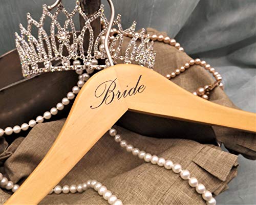 NAHANCO B20017 Bridal Hanger, Natural Wood Hanger with Black Imprint (Bride), 17” (1 piece) Natural W/Black Print