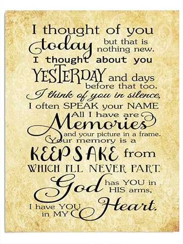 Thought of You Today Vintage Parchment Spiritual Wall Art, 11x14 Unframed