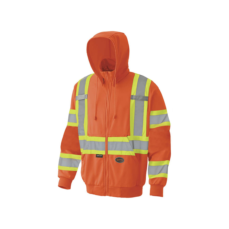 Pioneer High Visibility, Ultra Reflective, Zip-Style Micro Fleece Hoodie Orange 5X-Large